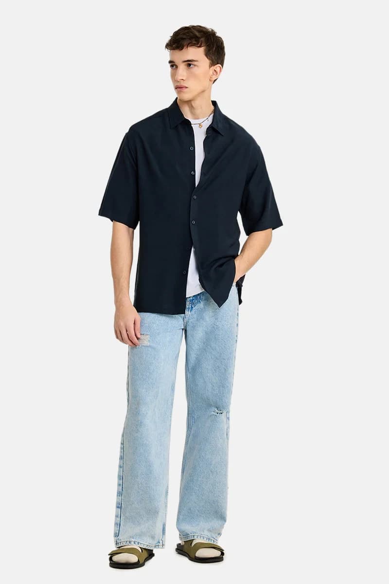 Snitch 100% Cotton Oversized Shirt - Navy / M image 3